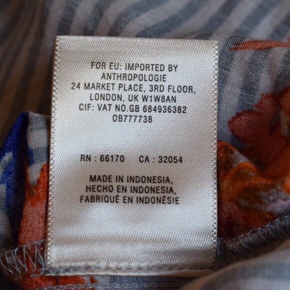 Anthropologie Maeve Lillorne Striped & Floral Button Blouse with Waist Tie - Picture 8 of 13